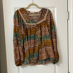 Easel Earthy Patchwork Blouse